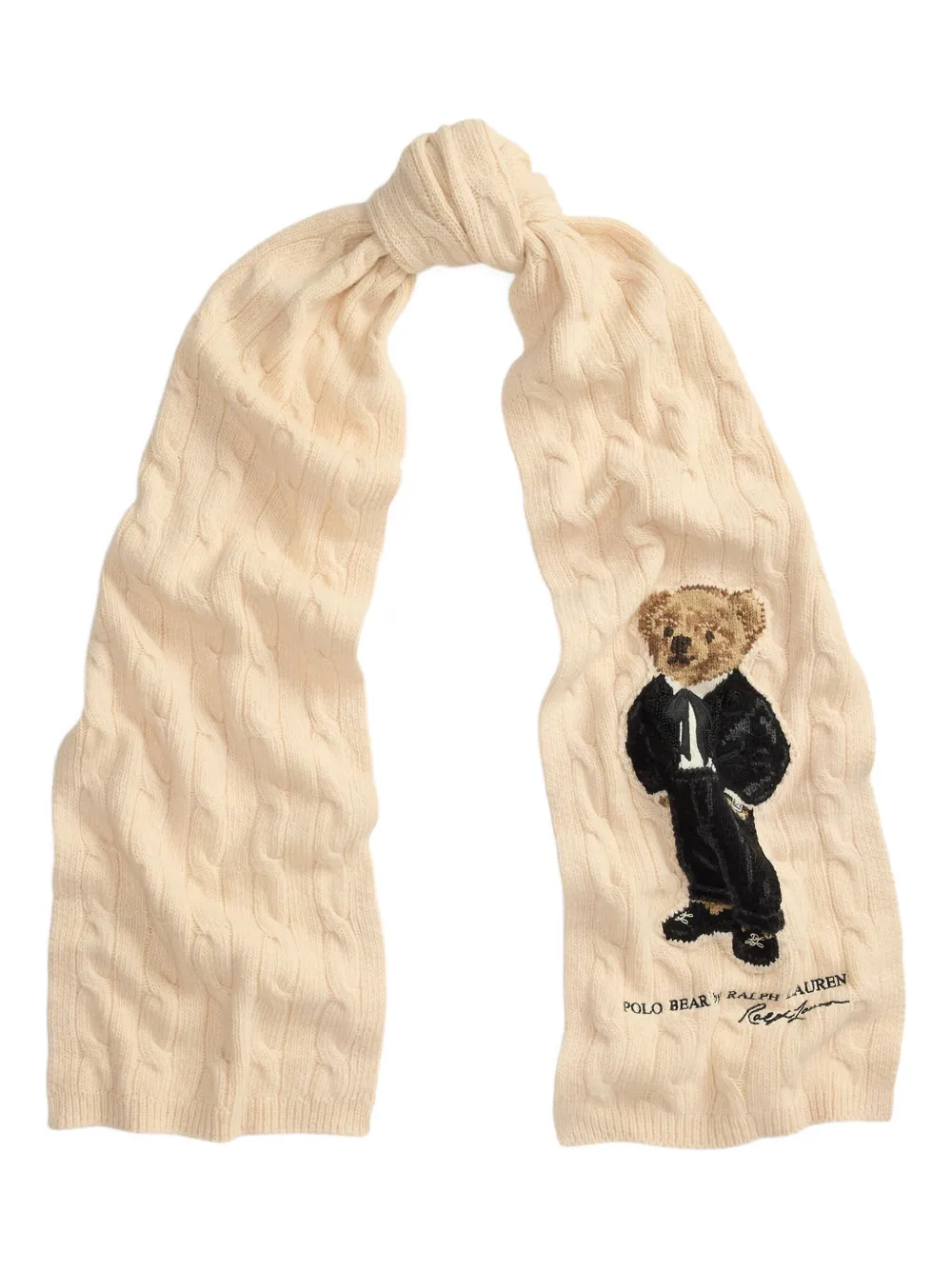 Polo Ralph Lauren Bear-motif Scarf In Neutral