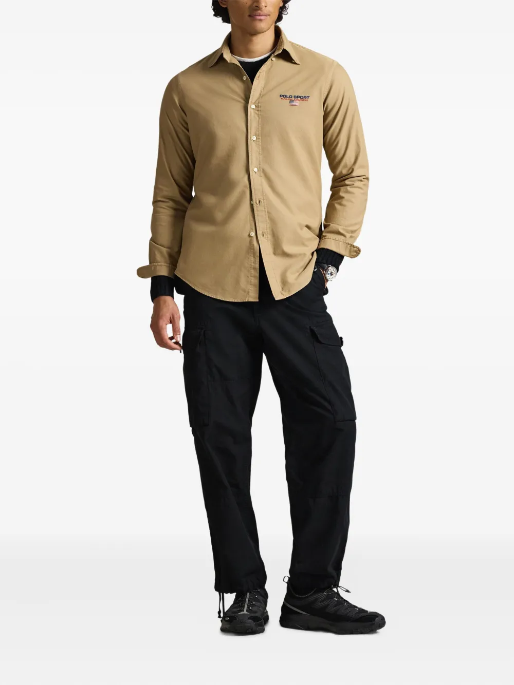 Polo Ralph Lauren Garment Dyed Long-sleeve Sport Shirt In Brown