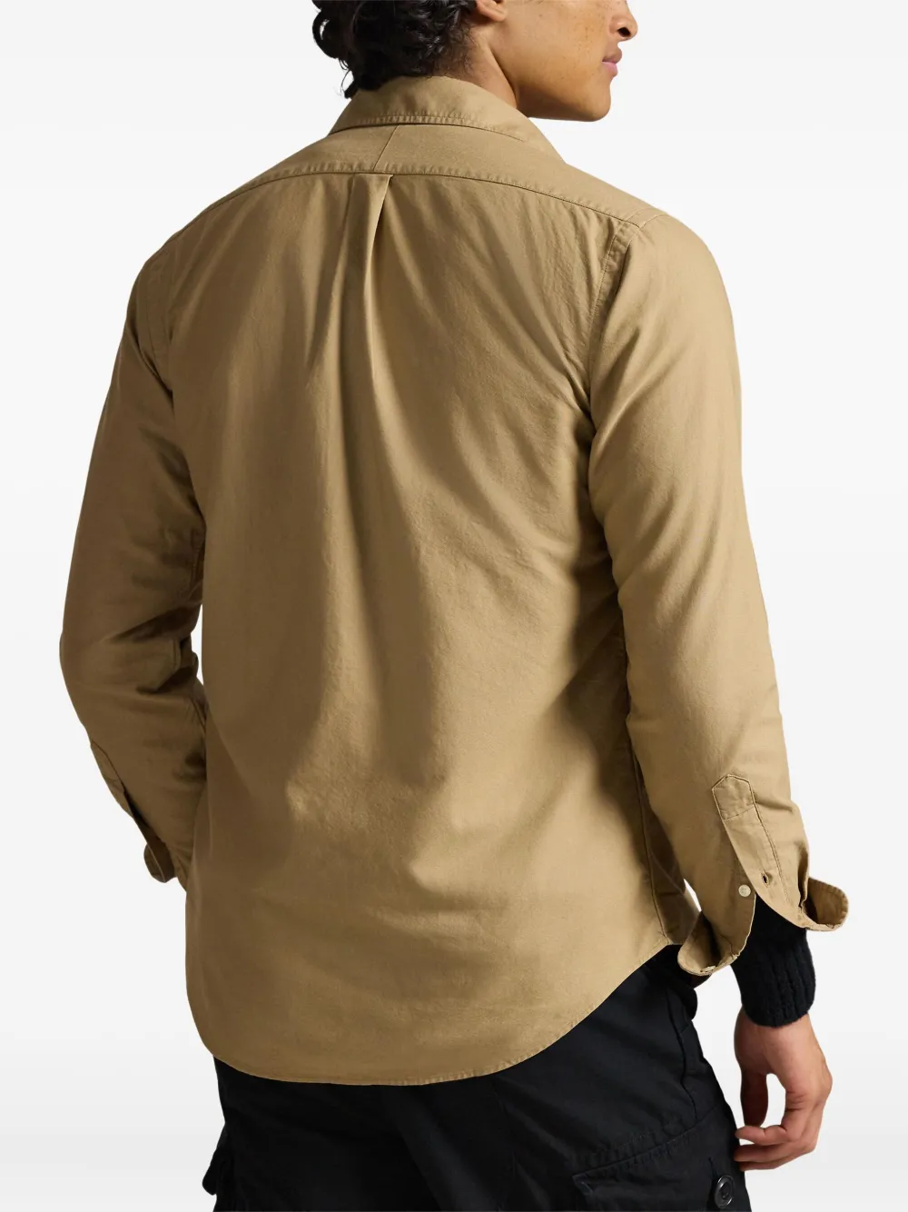 Polo Ralph Lauren Garment Dyed Long-sleeve Sport Shirt In Brown