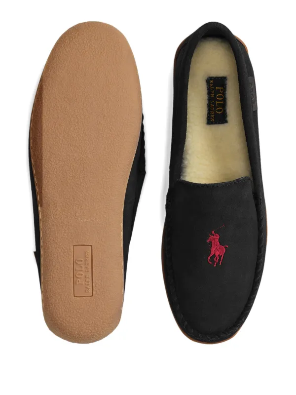 Polo Ralph Lauren Brenan Embroidered Loafers | Black | FARFETCH