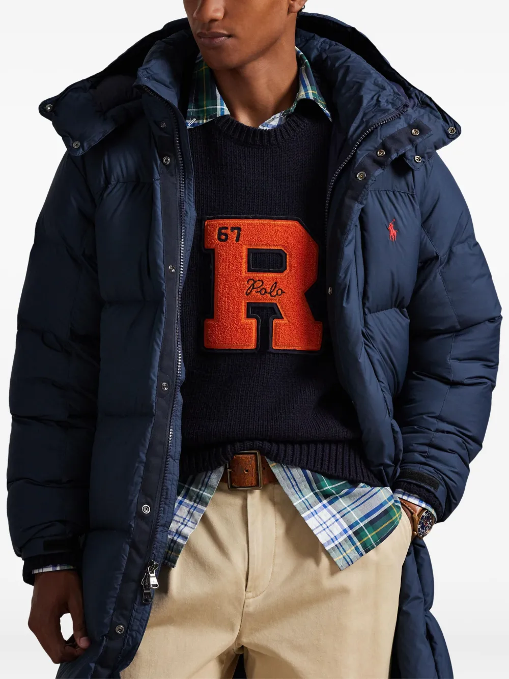 Polo Ralph Lauren Hooded Insulated Bomber Coat In Blue