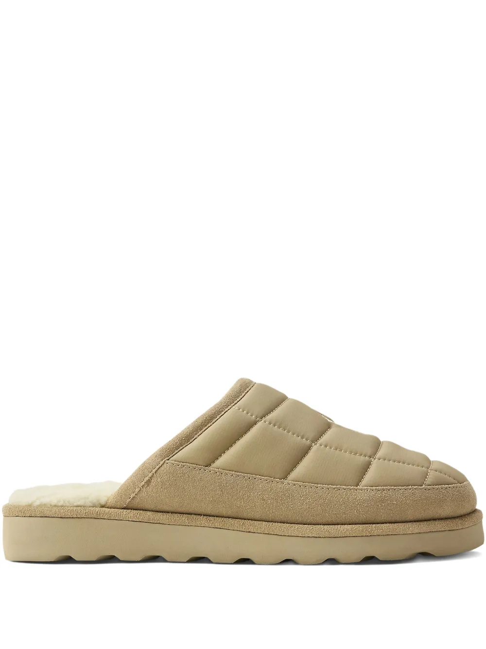 Polo Ralph Lauren Gewatteerde slippers met suède vlakken Beige