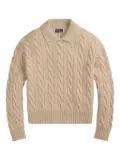 Polo Ralph Lauren cable-knit stand up-collar sweater - Brown