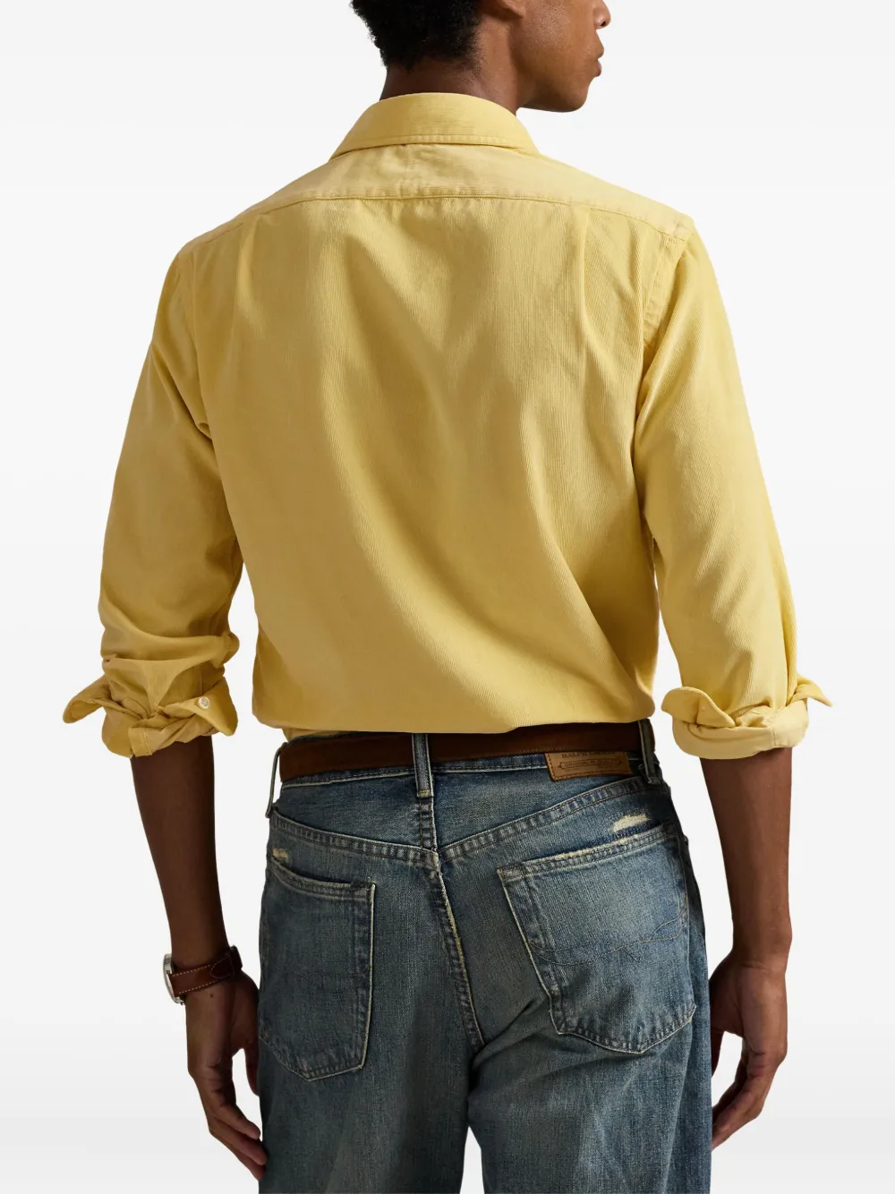 Polo Ralph Lauren Custom Fit Corduroy Long Sleeve Shirt In Yellow
