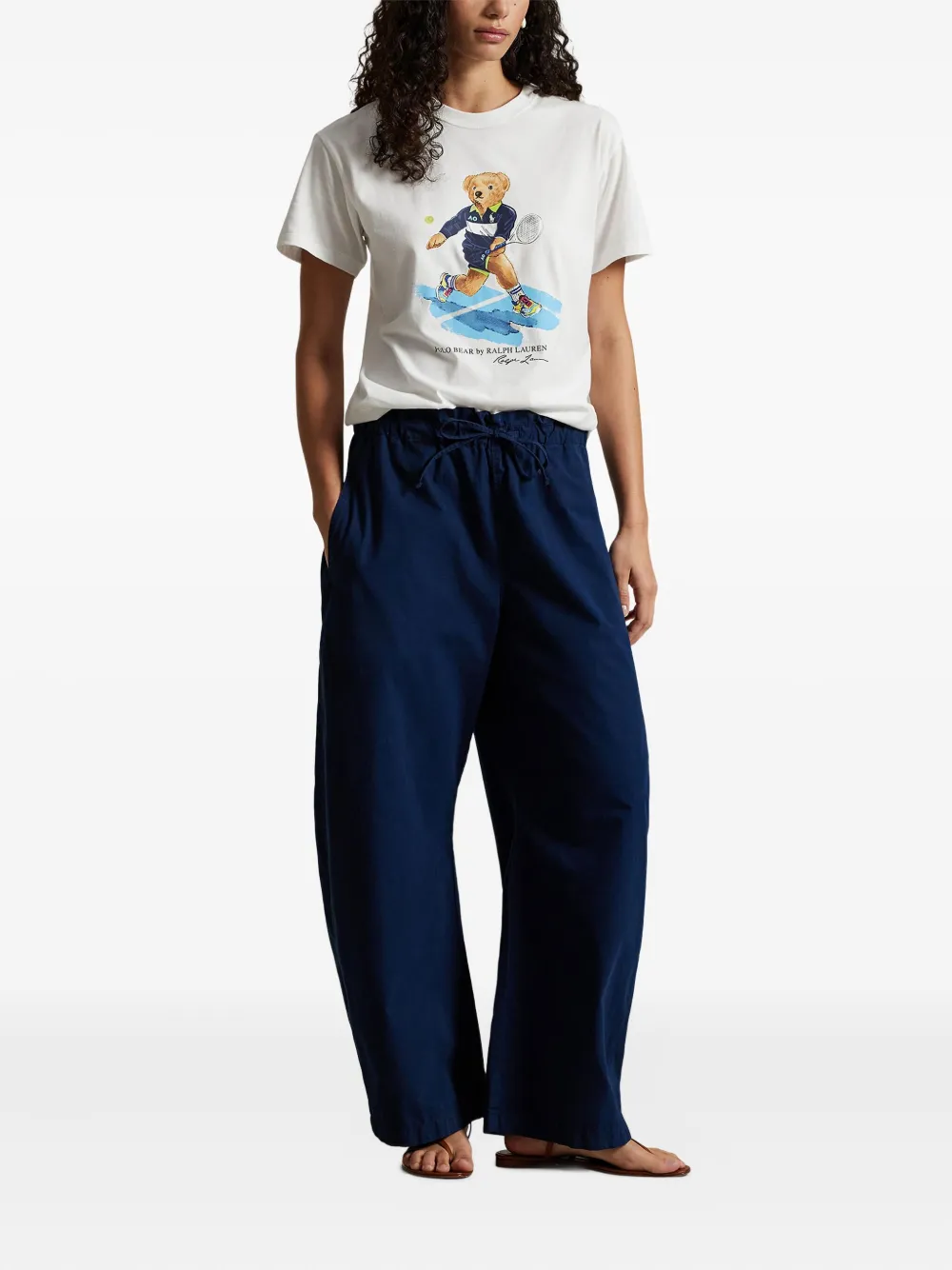 Polo Ralph Lauren Bear-print Crew-neck T-shirt In White
