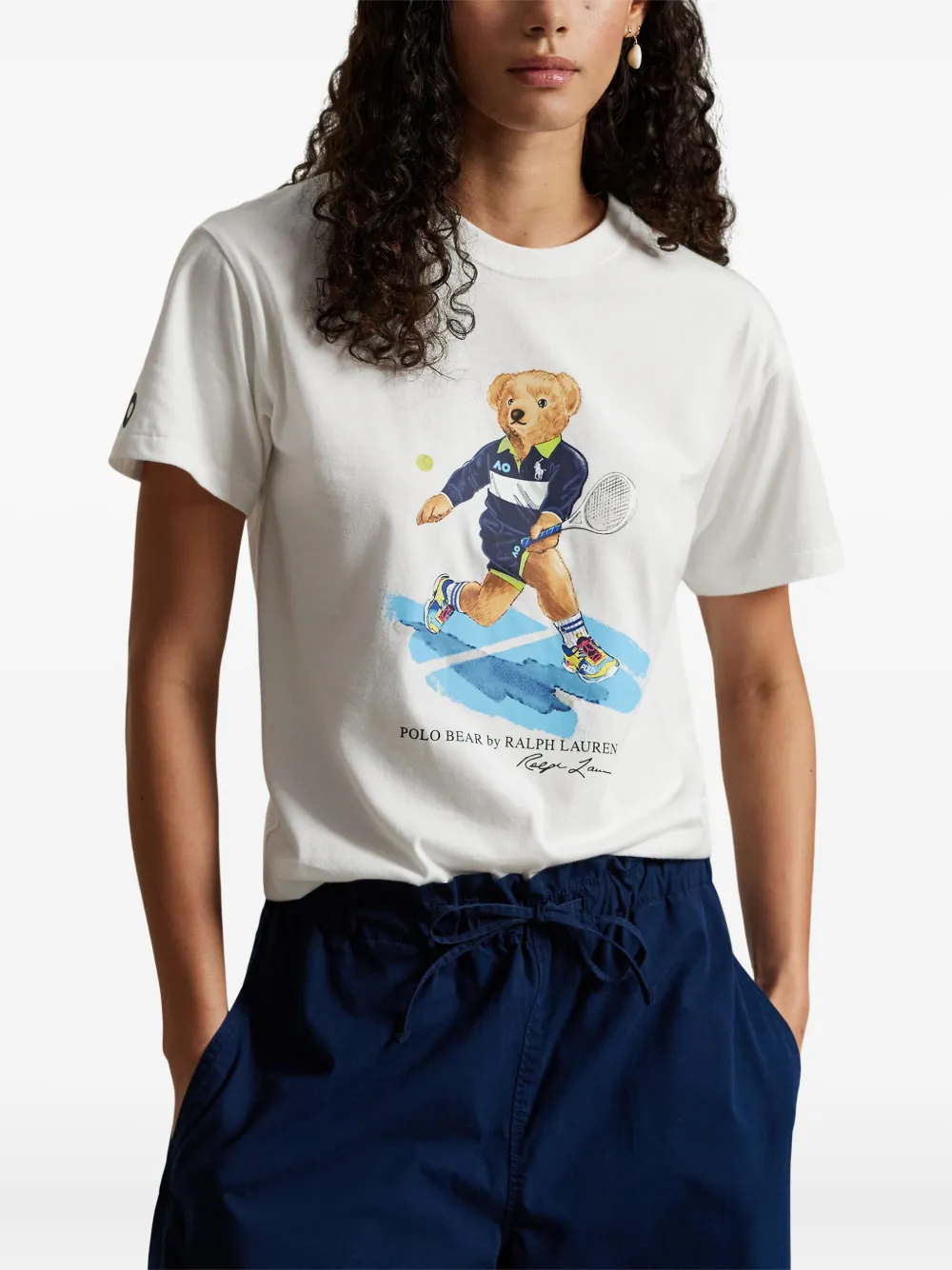 Polo Ralph Lauren Bear-print Crew-neck T-shirt In White