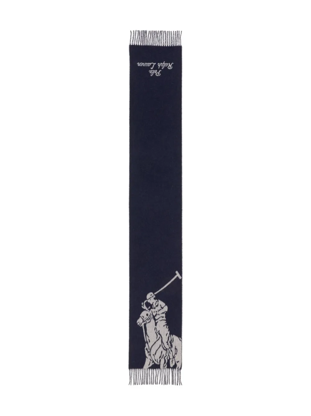 Polo Ralph Lauren jacquard-knit fringed scarf | Blue | Image 1