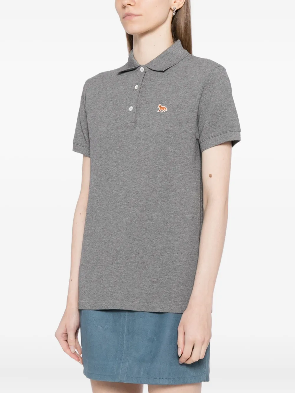 Maison Kitsuné Poloshirt met geborduurde vos Grijs