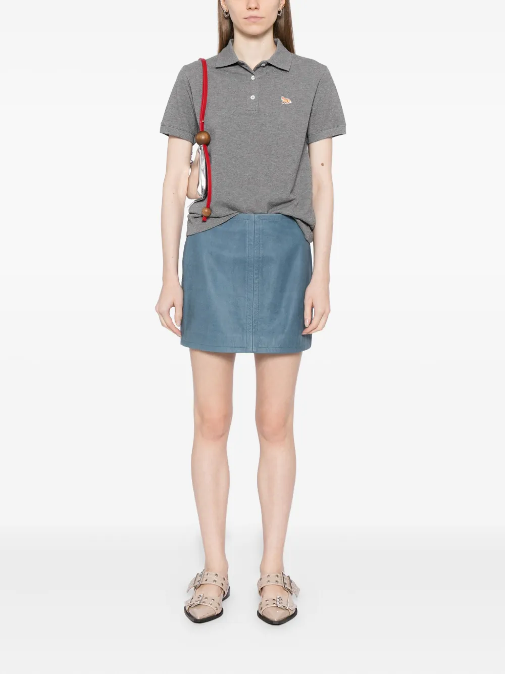 Maison Kitsuné Poloshirt met geborduurde vos - Grijs