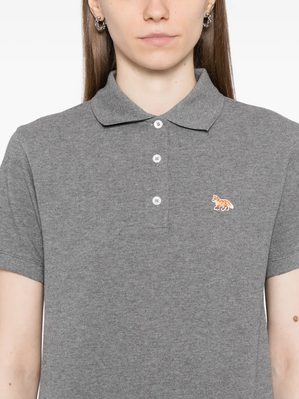 Maison Kitsuné Poloshirt met geborduurde vos Grijs