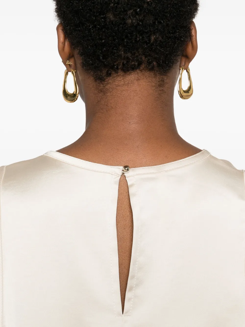 Imperial Sleeveless Satin-finish Top In White