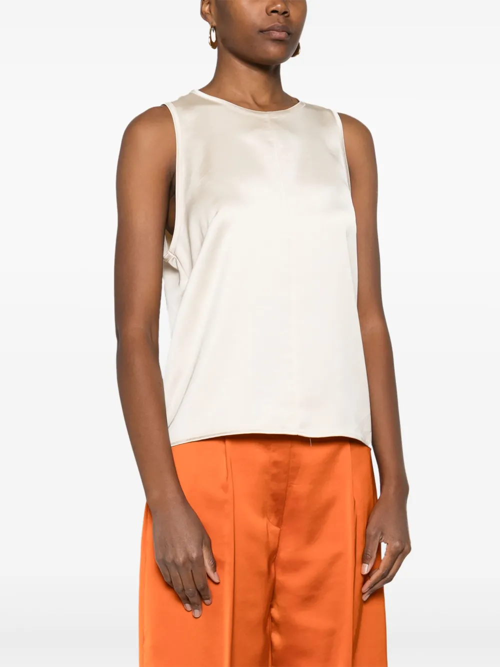  Imperial Sleeveless Satin-finish Top - White 