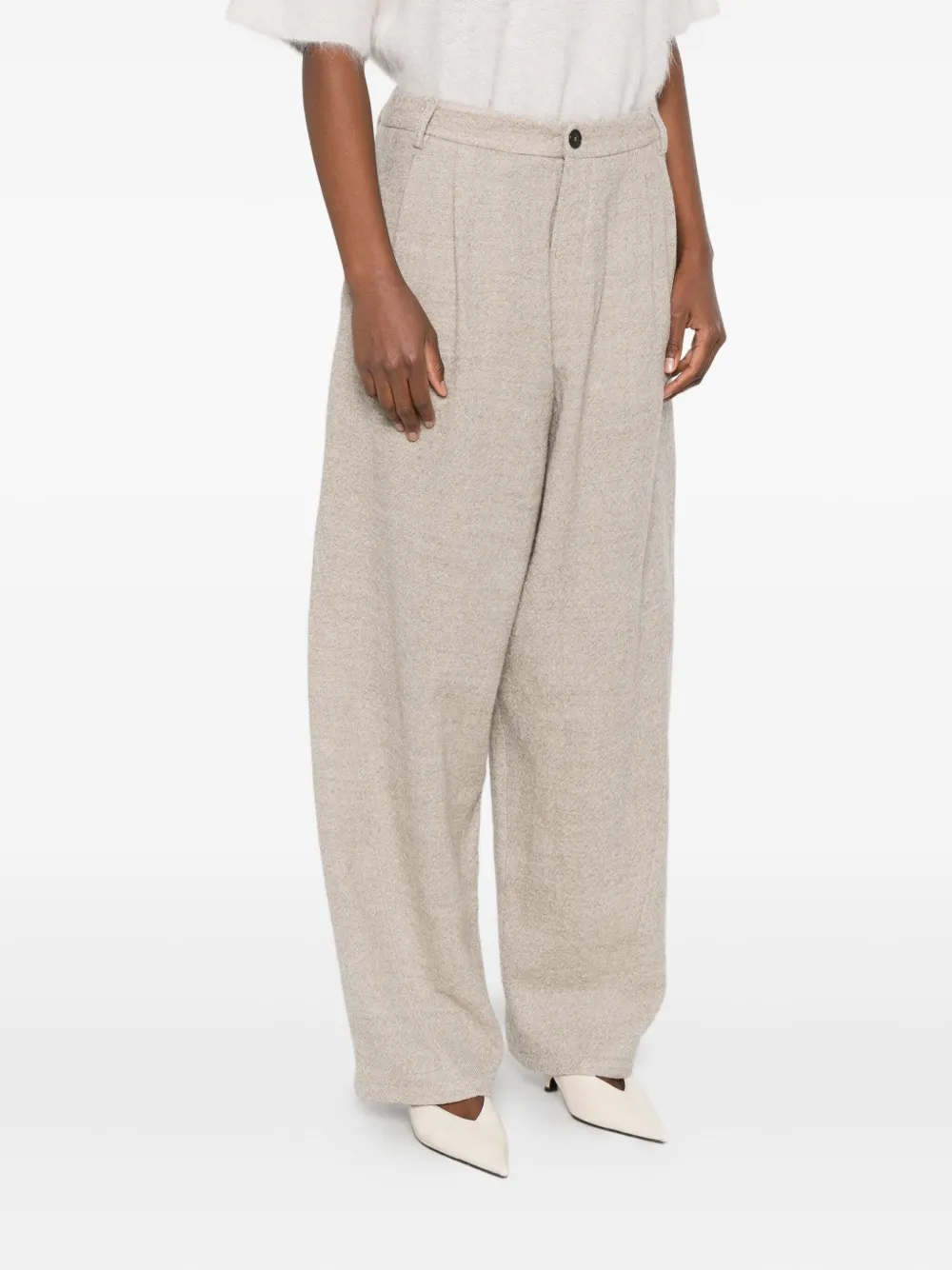 Darkpark Phebe Pleated Wide-leg Trousers In Brown
