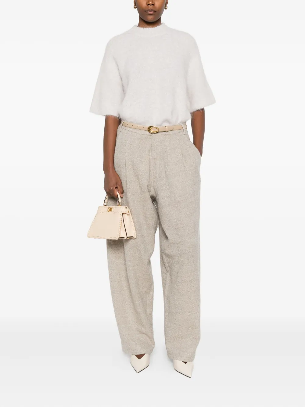 Darkpark Phebe Pleated Wide-leg Trousers In Brown