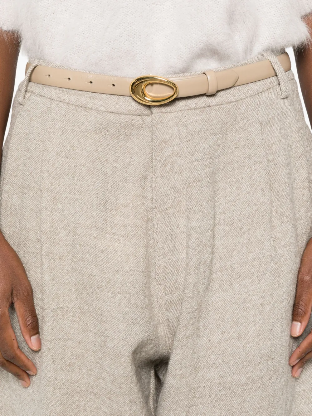 DARKPARK Phebe plooibroek met wijde pijpen Beige