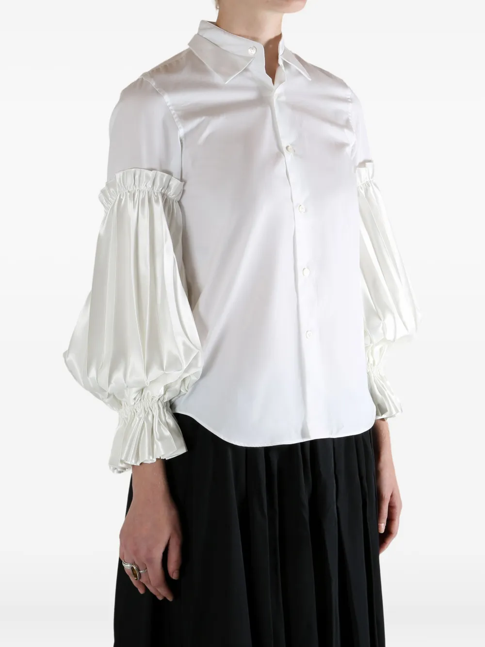 Noir Kei Ninomiya Ruffled-sleeve Shirt In White