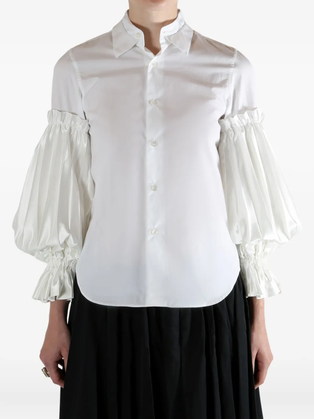 Noir Kei Ninomiya Ruffled-sleeve Shirt In White