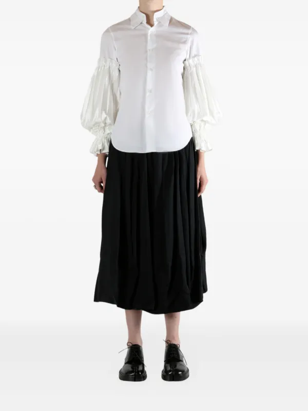 Noir Kei Ninomiya ruffled-sleeve Shirt | White | FARFETCH