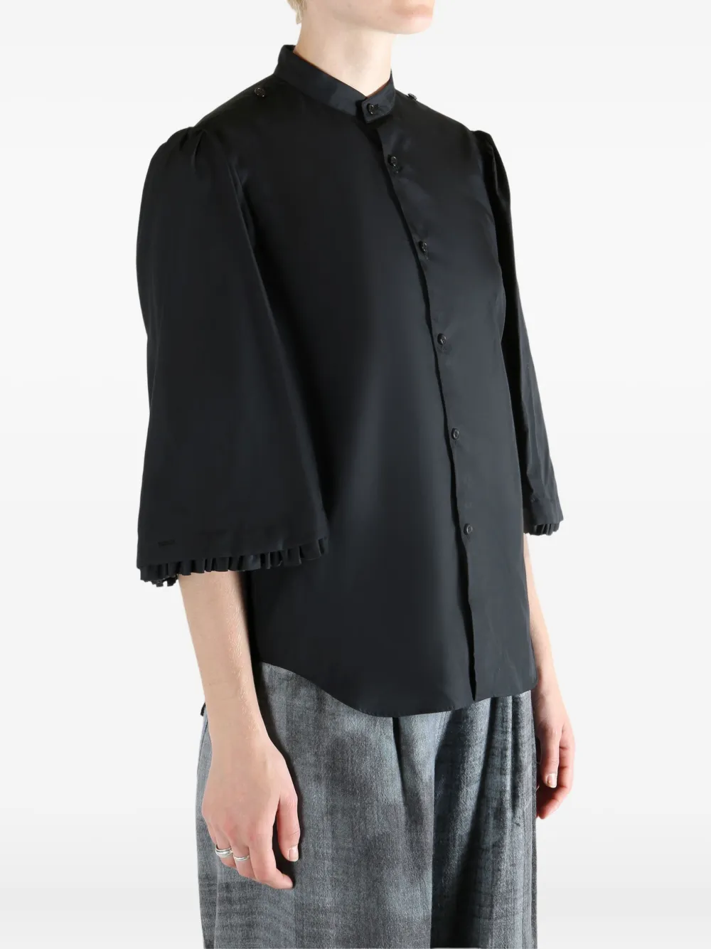 Noir Kei Ninomiya Ruffled-sleeve Top In Black
