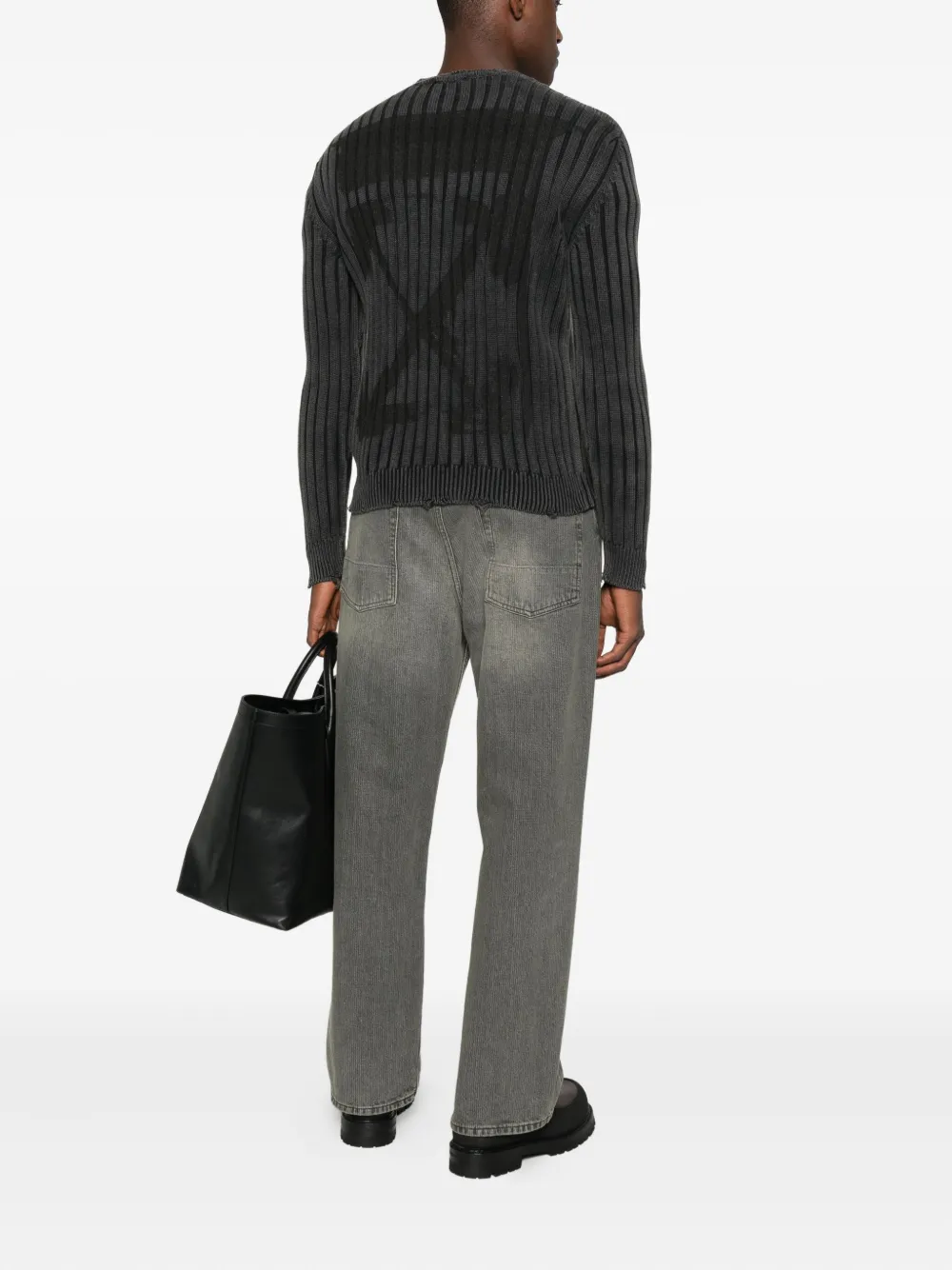 Off-White Geribbelde trui met gerafelde afwerking - Grijs