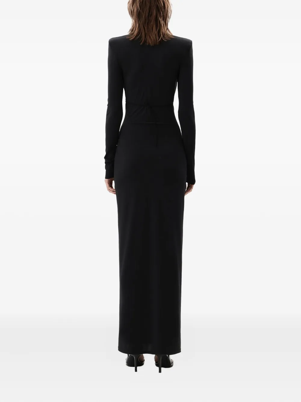 Amazuìn Lara Plunge Long-sleeve Dress In Black