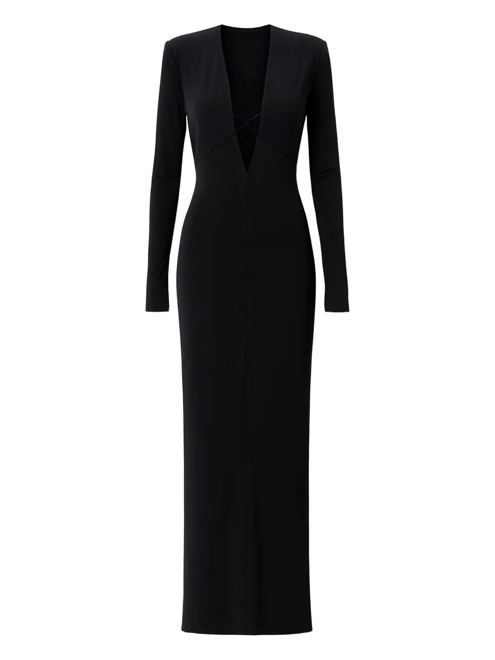 Amazuìn Lara Plunge Long-sleeve Dress In Black