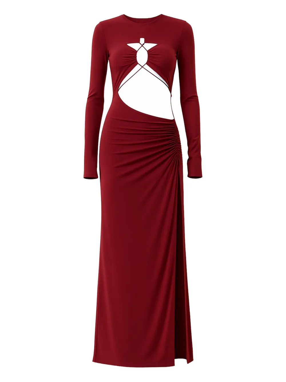Amazuìn Maggie Cutout Ruched Dress In Red