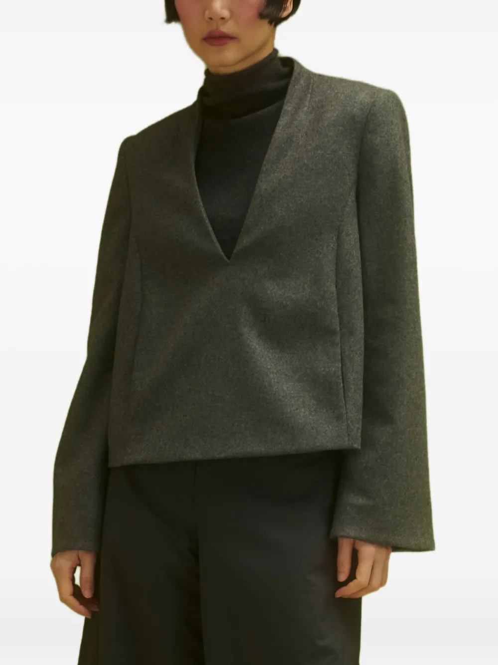 Annette Görtz v-neck blouse - グレー Annette Görtz v-neck blouse - グレー