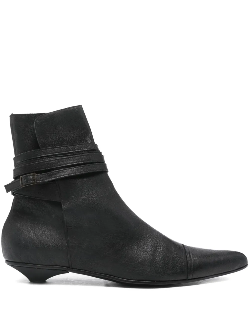 Pre-owned Romeo Gigli 1990s Strap-detail Ankle Boots In Black