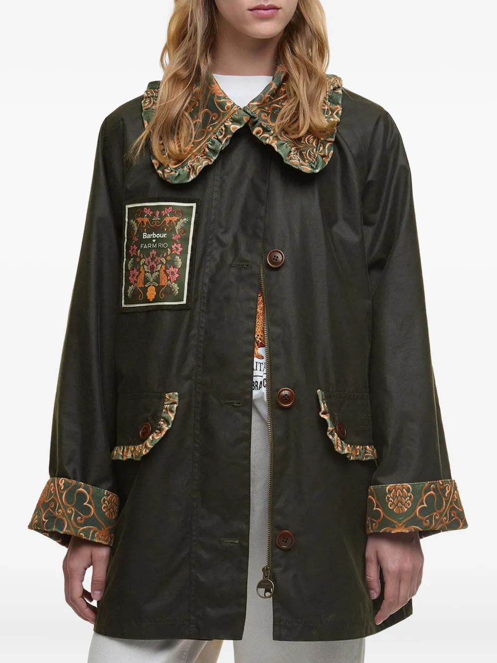 Barbour Farm Rio Maria-clara Waxed Jacket In Black