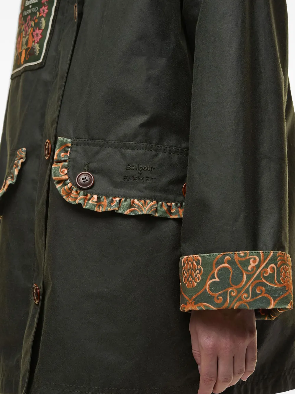 Barbour Farm Rio Maria-clara Waxed Jacket In Black