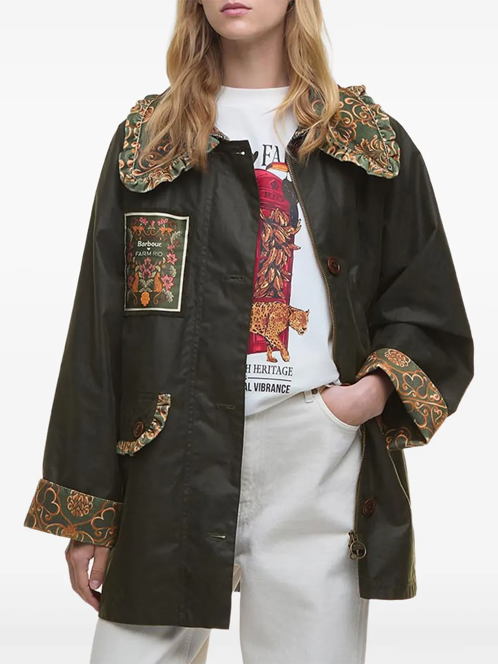 Barbour Farm Rio Maria-clara Waxed Jacket In Black