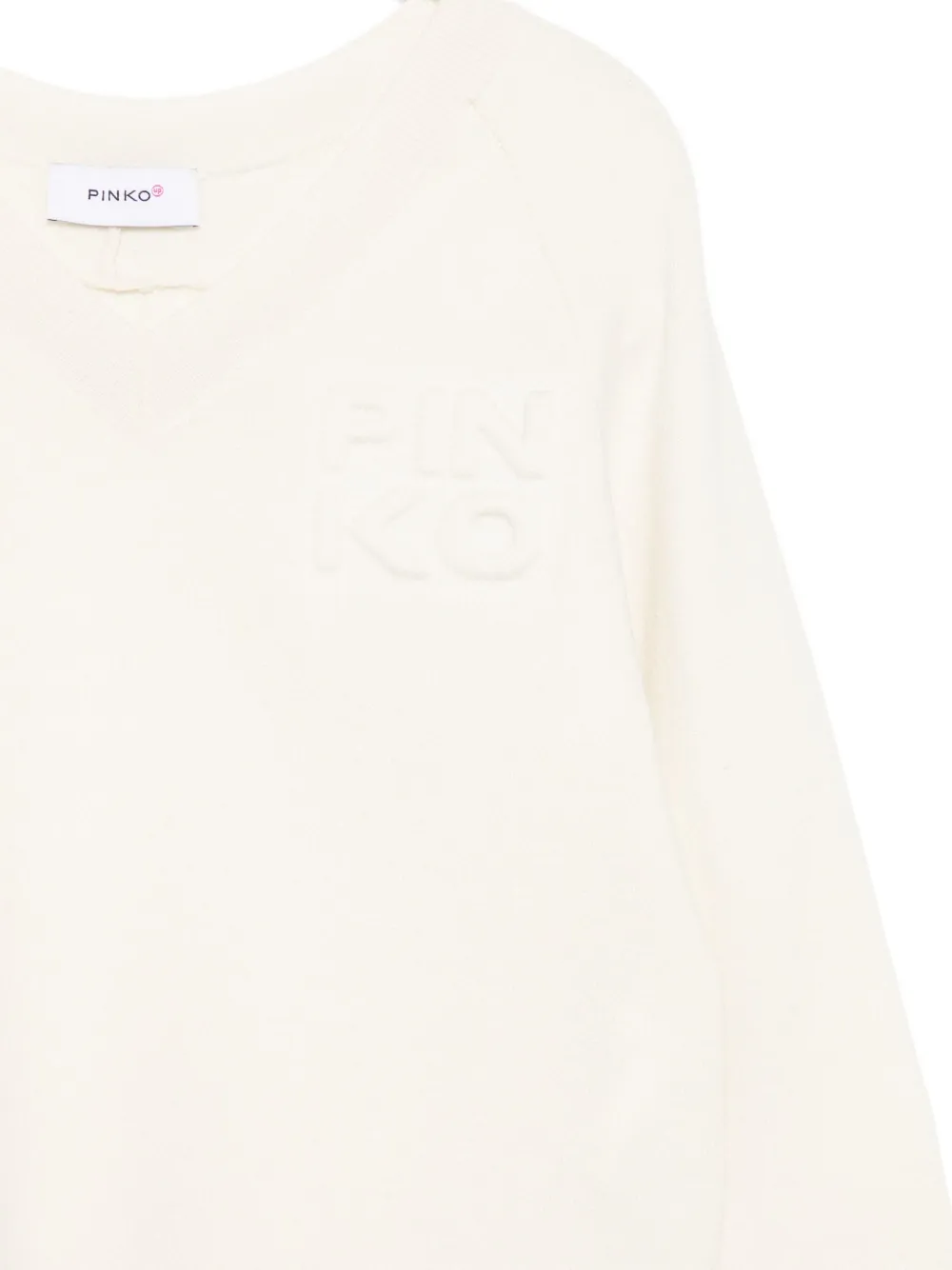 Pinko Kids Trui met V-hals en reliëf Wit