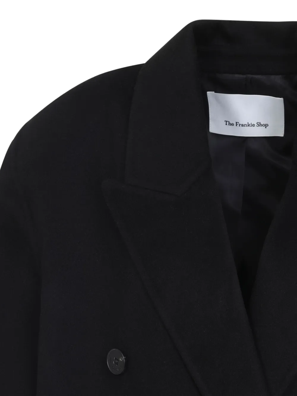 The Frankie Shop Black Wool Gaia Double Breasted Coat In Black