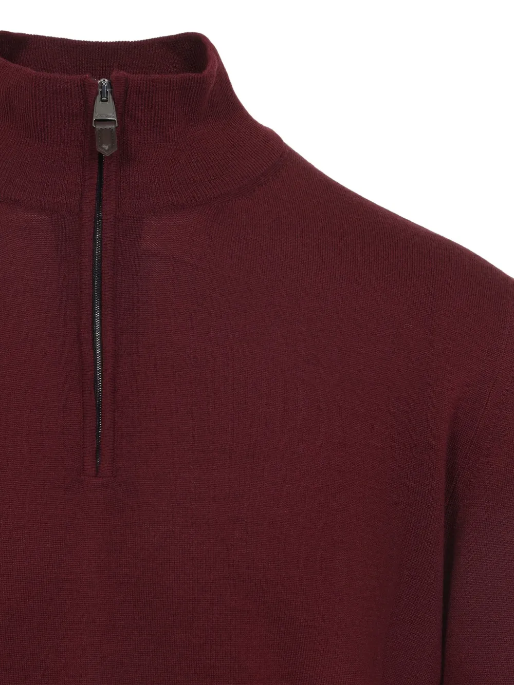 Canali Half Zip High Neck Sweater In Burgundy