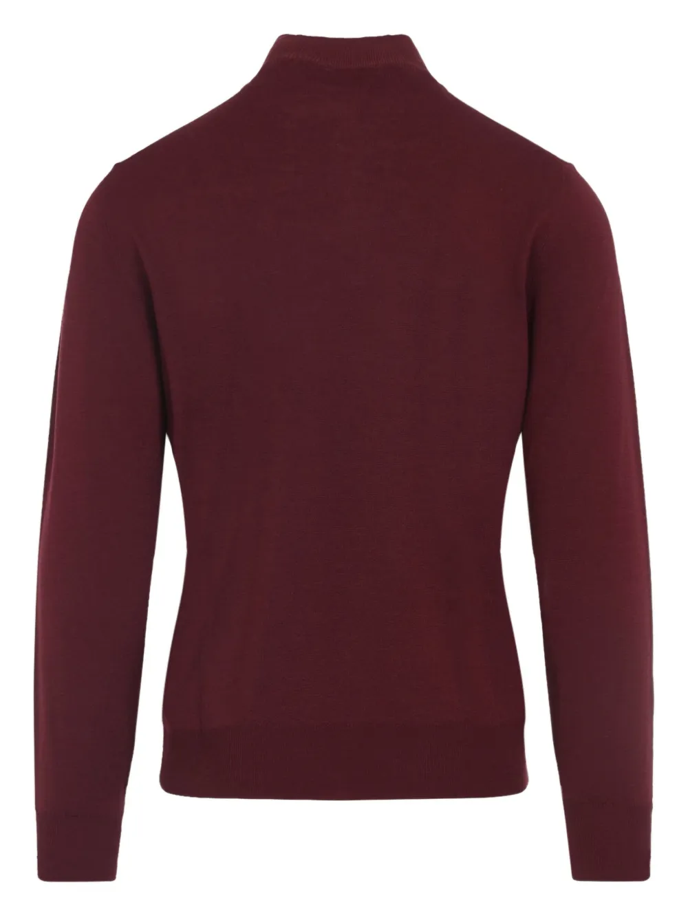 Canali Half Zip High Neck Sweater In Burgundy