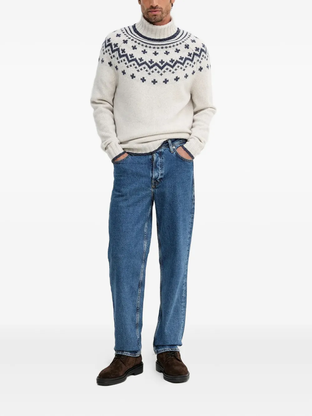 Barbour patterned turtleneck sweater - Wit
