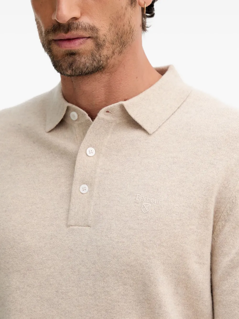 Barbour Logo-embroidered Polo Shirt In Neutral