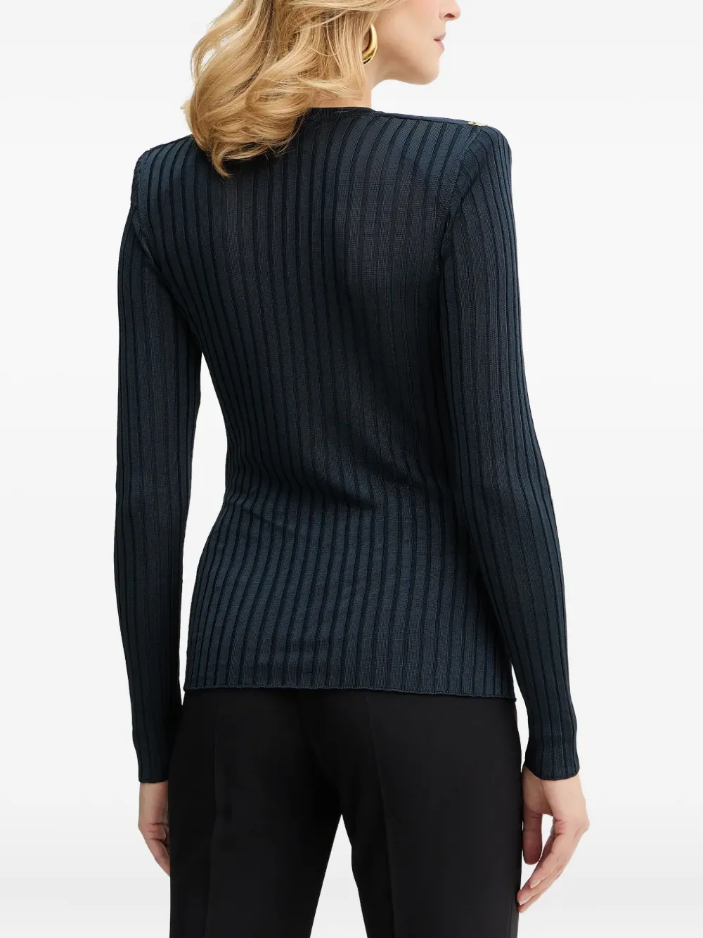 Elisabetta Franchi Geribbelde trui met V-hals Blauw