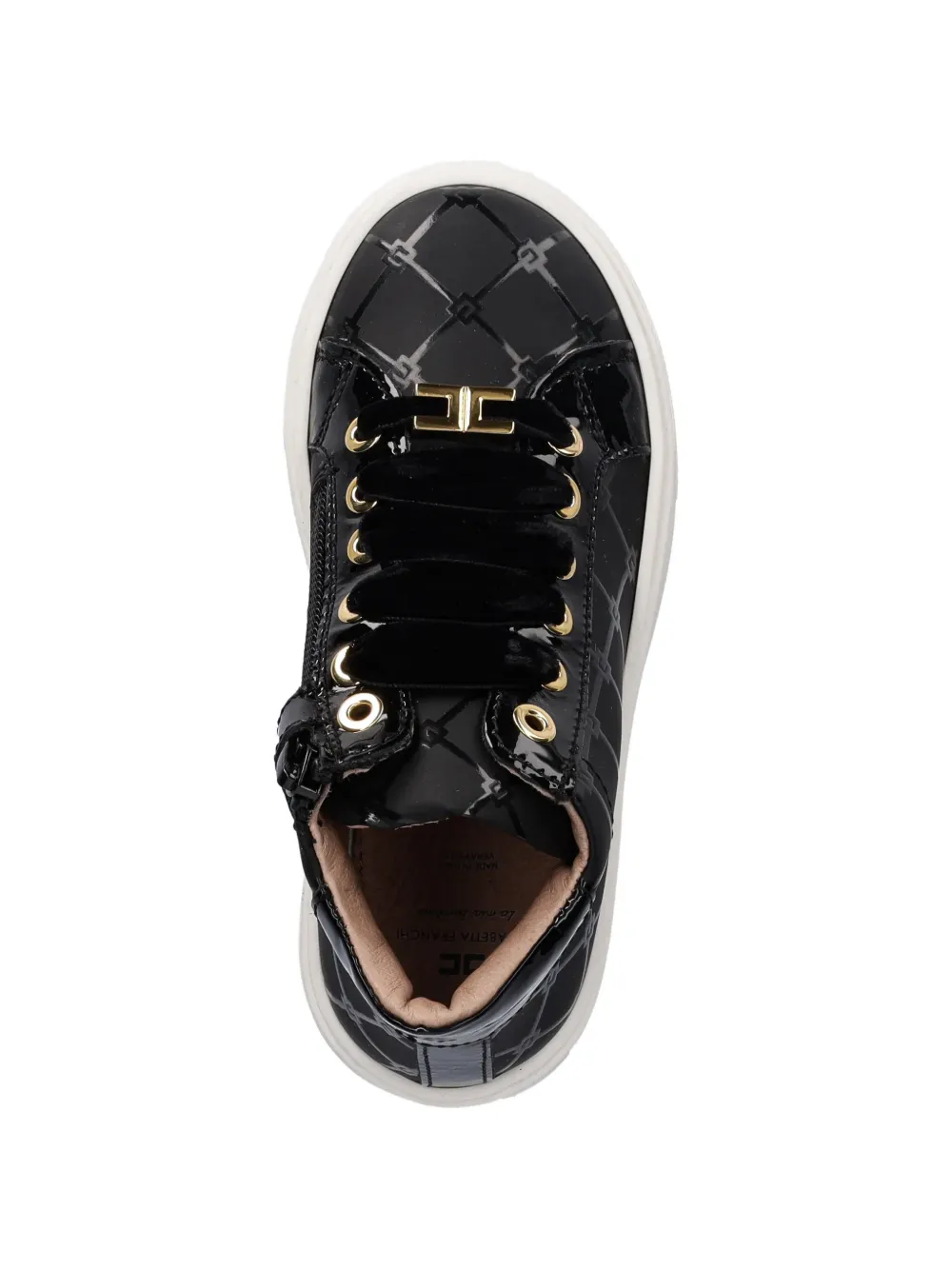 Elisabetta Franchi La Mia Bambina diamond-pattern lace-up sneakers Zwart