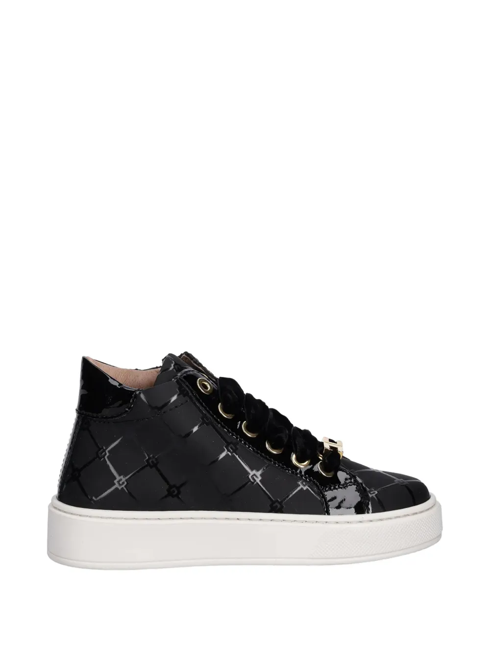 Elisabetta Franchi La Mia Bambina diamond-pattern lace-up sneakers Zwart