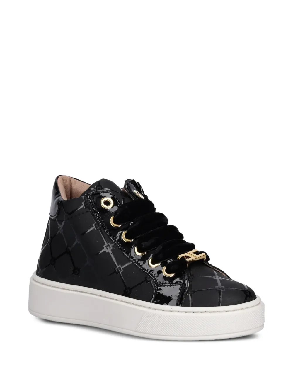 Elisabetta Franchi La Mia Bambina diamond-pattern lace-up sneakers - Nero