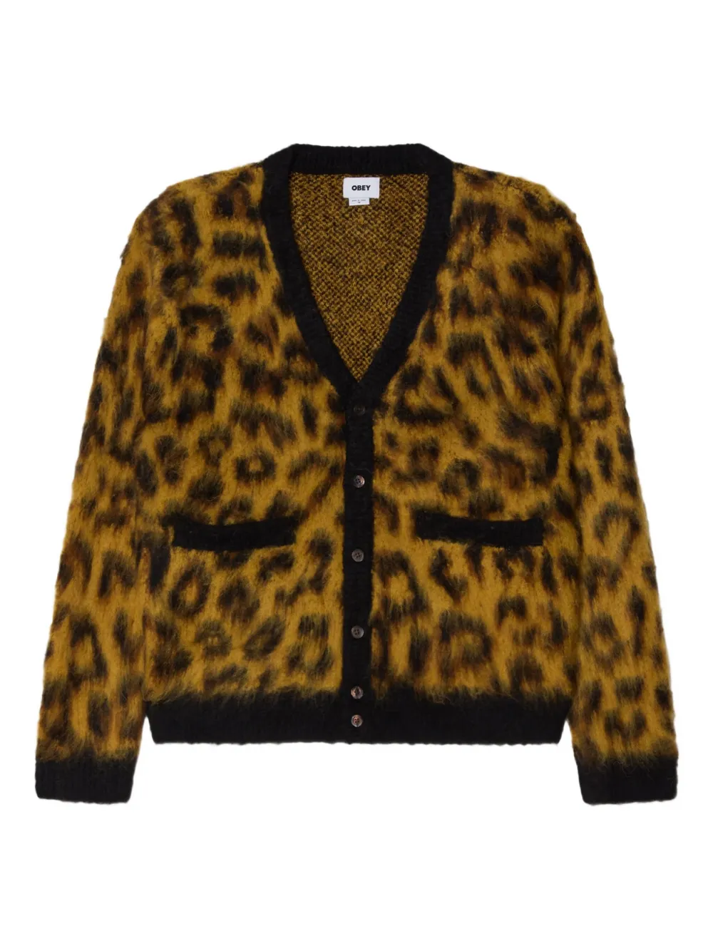 Obey patron leopard pocket cardigan | Yellow | Image 1