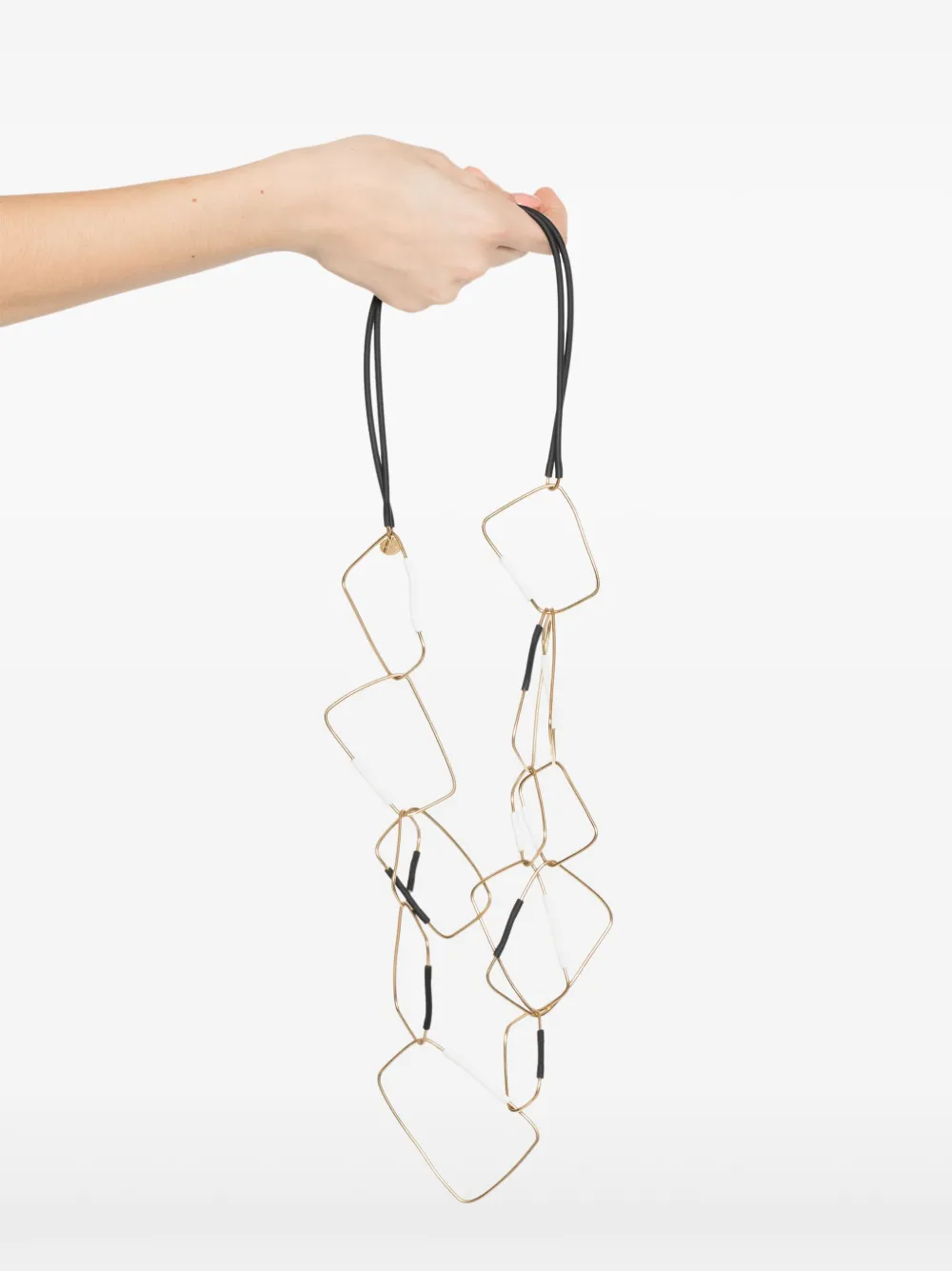 Liviana Conti Leather Geometric Necklace In Gold