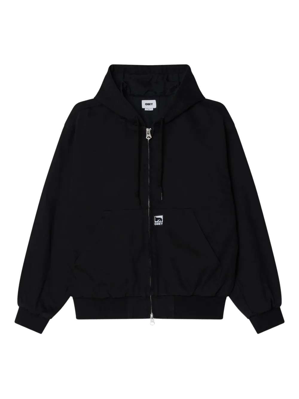 Obey Glen faded-wash hooded jacket | Black | Image 1
