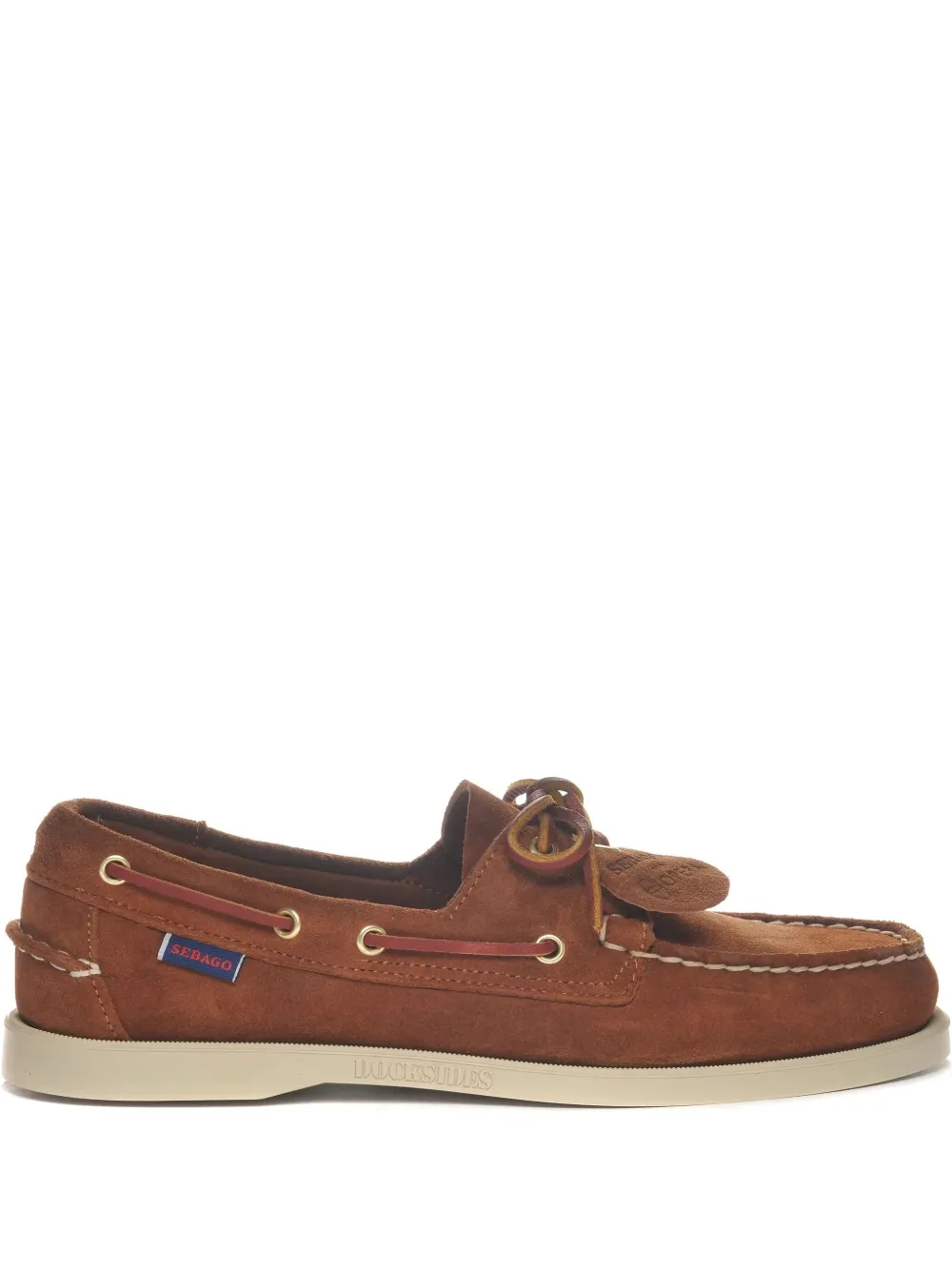 Sebago Italian Suede Moccasins With Hand-stitched Detailing In Brown