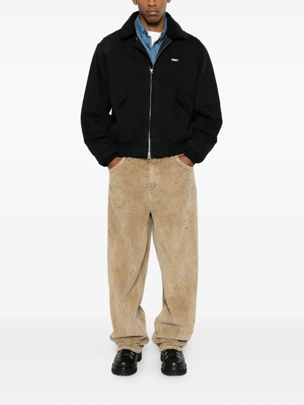 Obey Cwu corduroy-collar jacket | 봄버 재킷 | Image 2