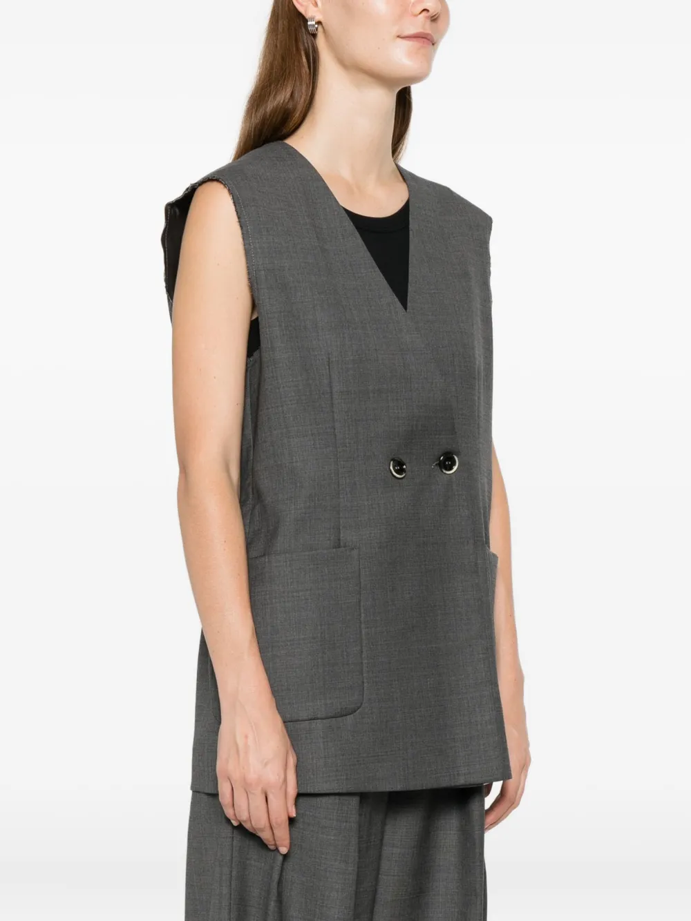 Nine In The Morning Eloisa Double Breasted Gilet T.v. In Gray