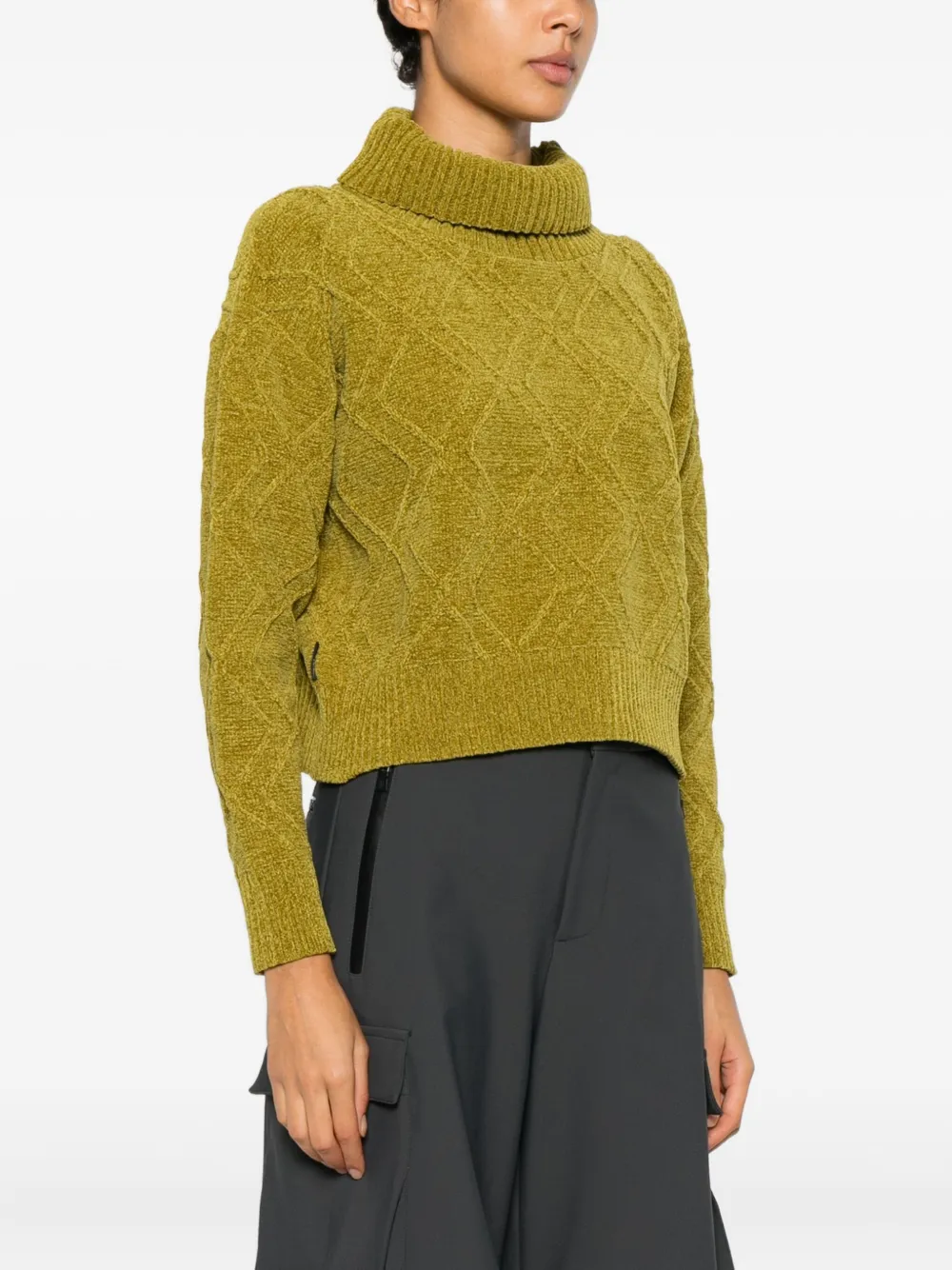 Roberto Ricci Designs Diamond-knit High-neck Sweater In Green