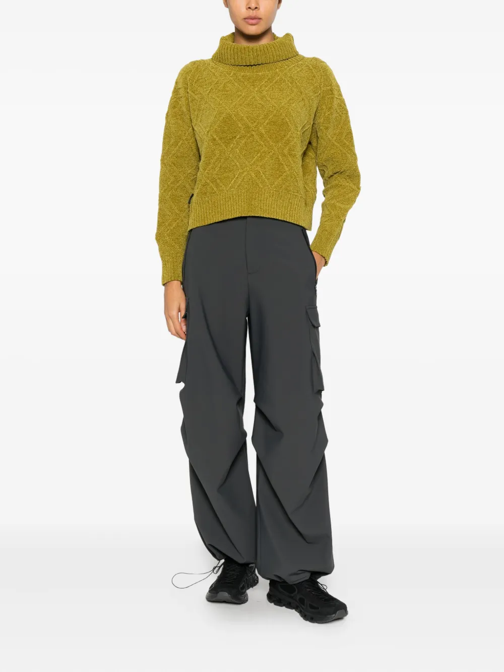 Roberto Ricci Designs Diamond-knit High-neck Sweater In Green